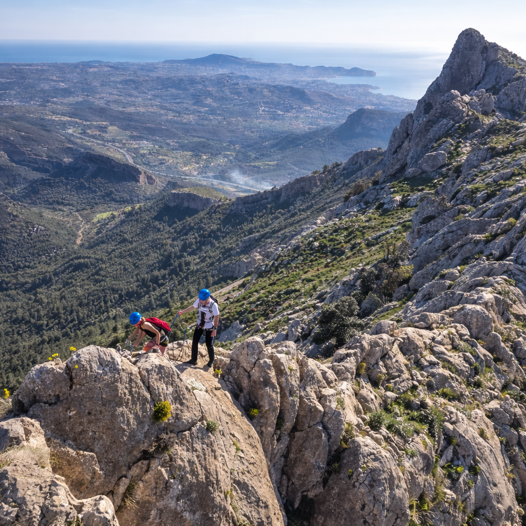 Paso técnico en la arista de Bernia Paso técnico en la arista de Bernia
