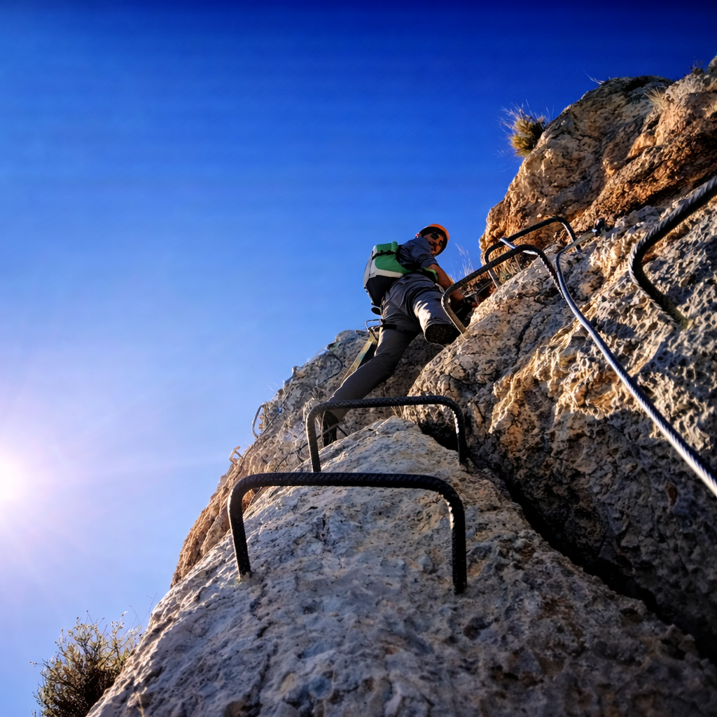 Verticalidad de la ferrata del Ponoig Verticalidad de la ferrata del Ponoig