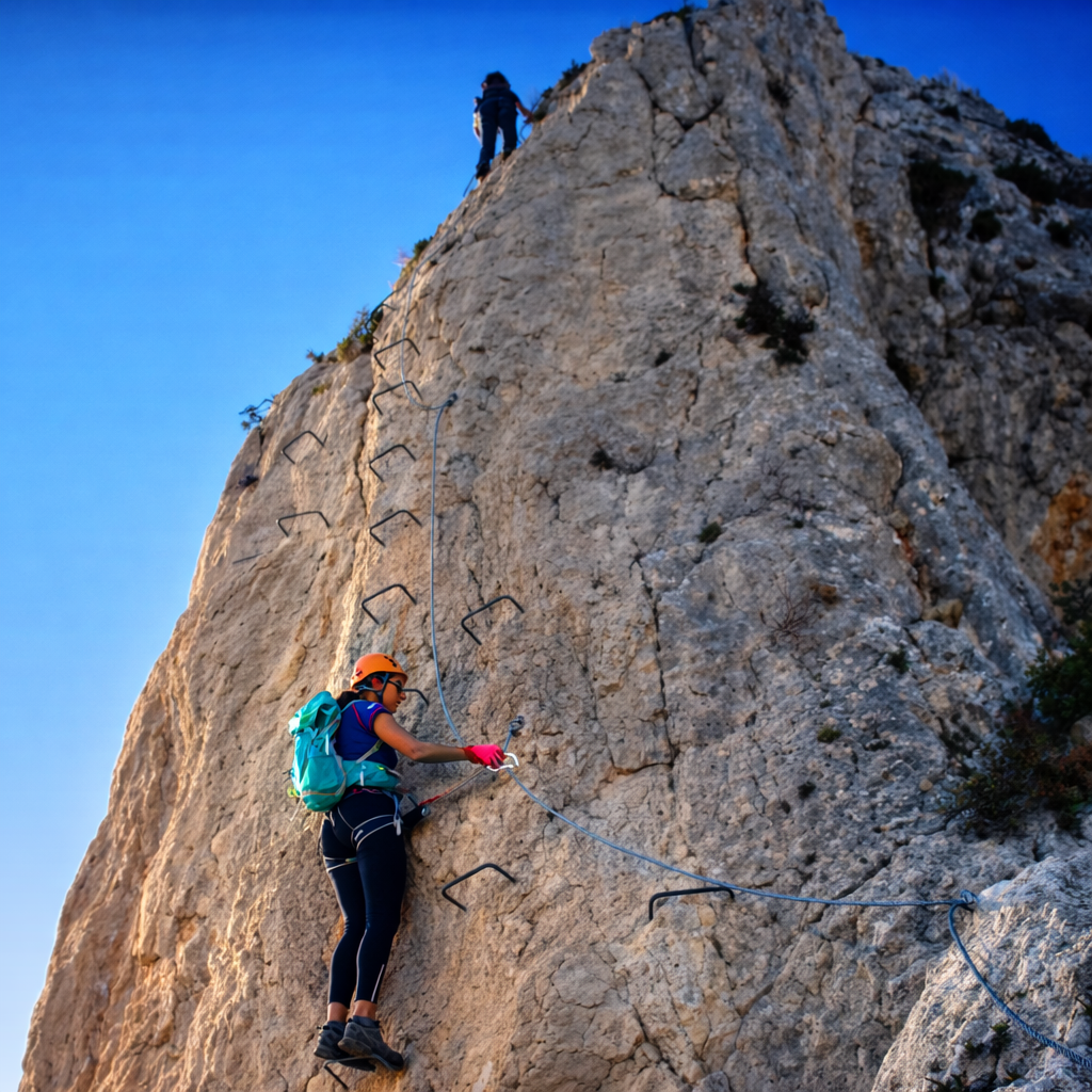 ProgresiĂłn en la ferrata del Ponoig ProgresiĂłn en la ferrata del Ponoig