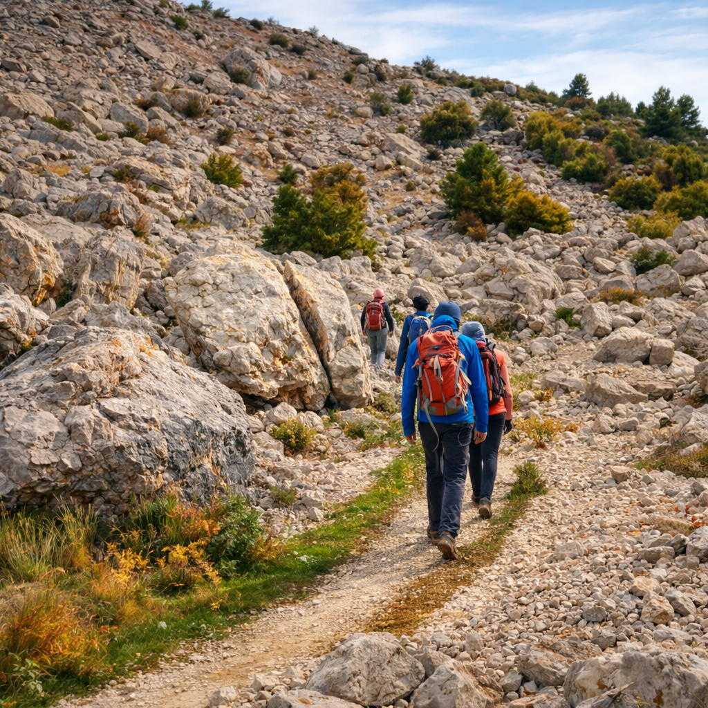 Sendero entre roca caliza