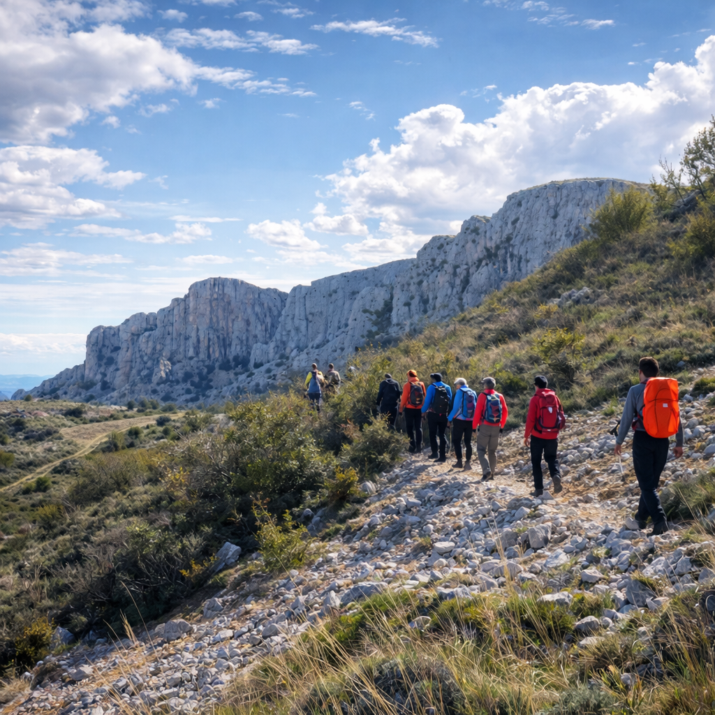 Ascenso hacia el murallón de Aitana