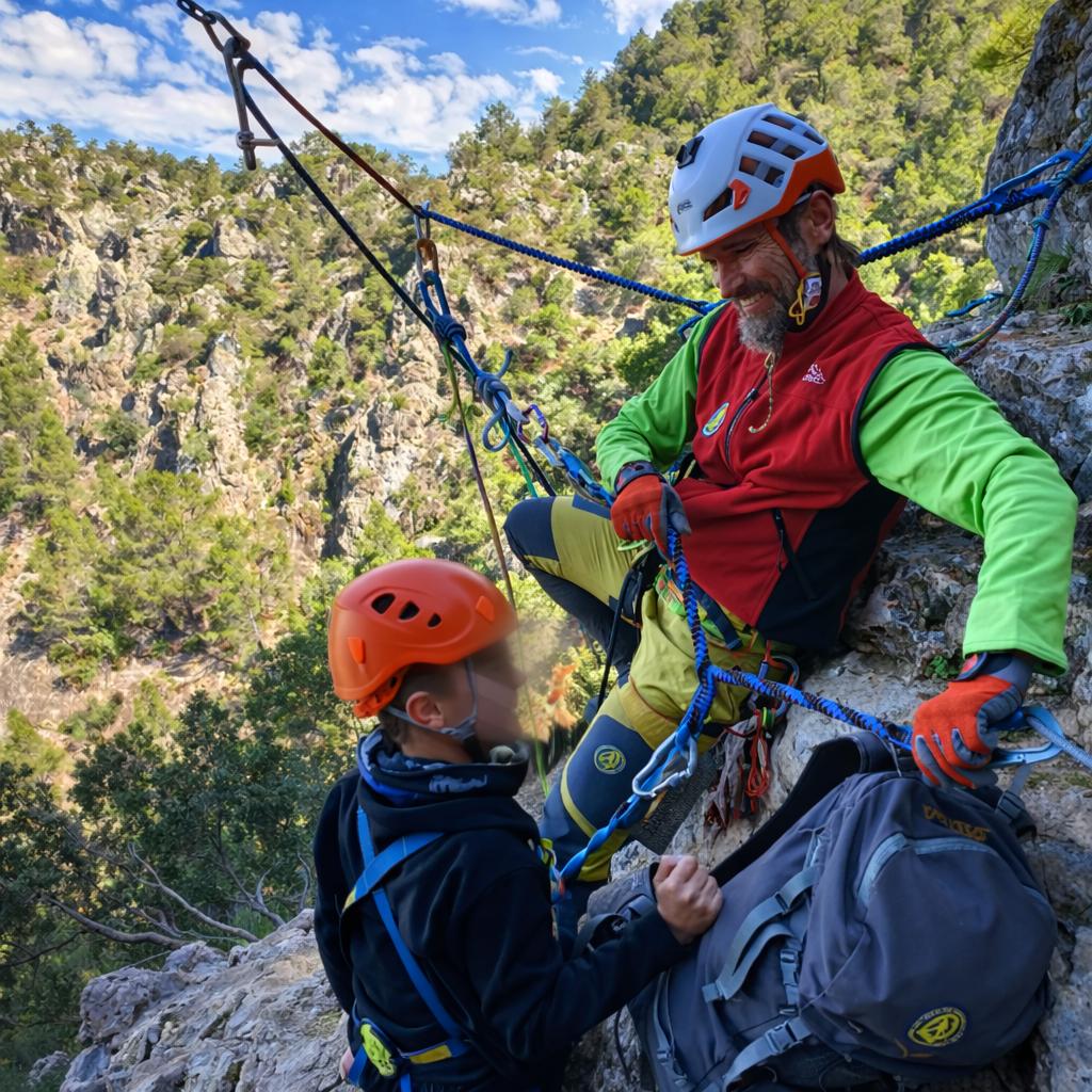 Descanso durante la vía ferrata de Enguera
