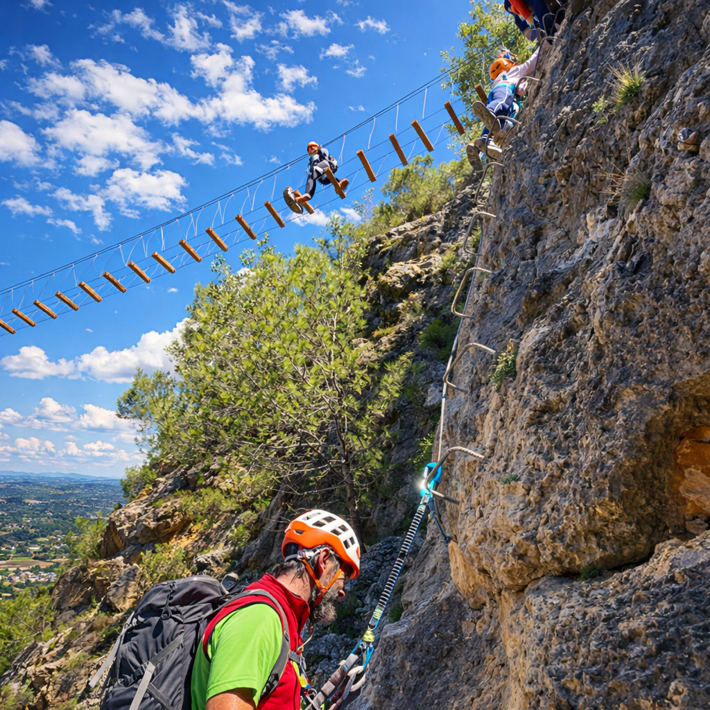 Vista inferior del puente colgante de Enguera