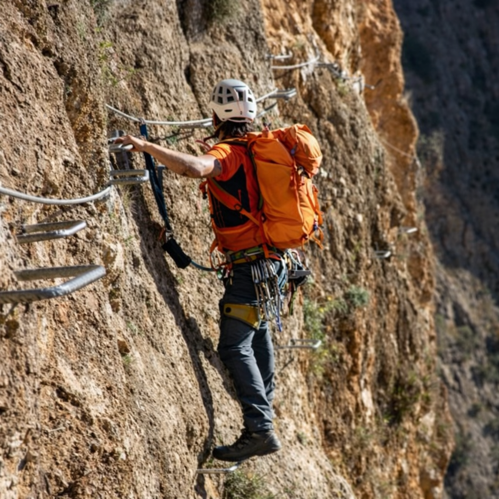 Progresión en la vía ferrata de Callosa