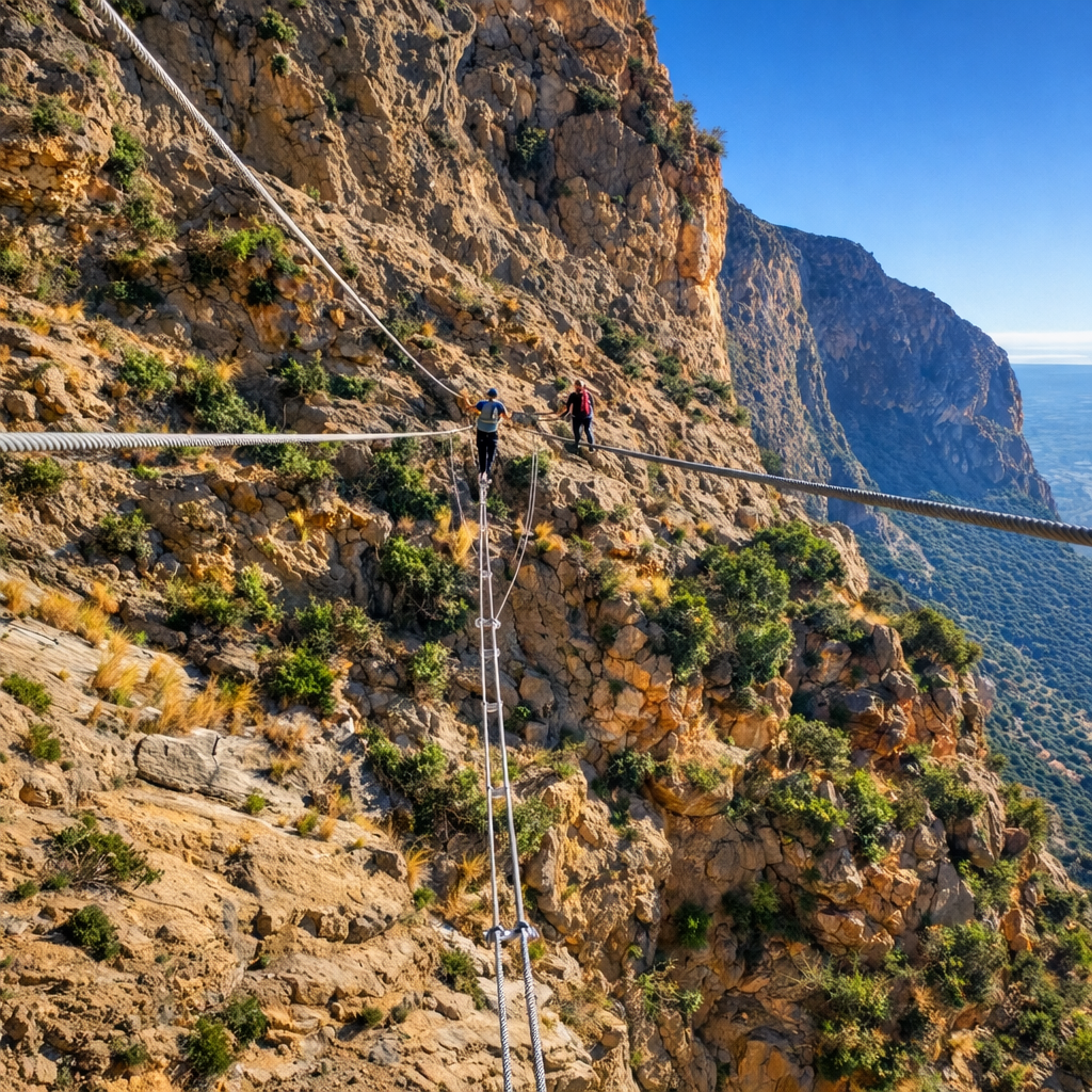 Puente tibetano en la vía ferrata de Callosa de Segura