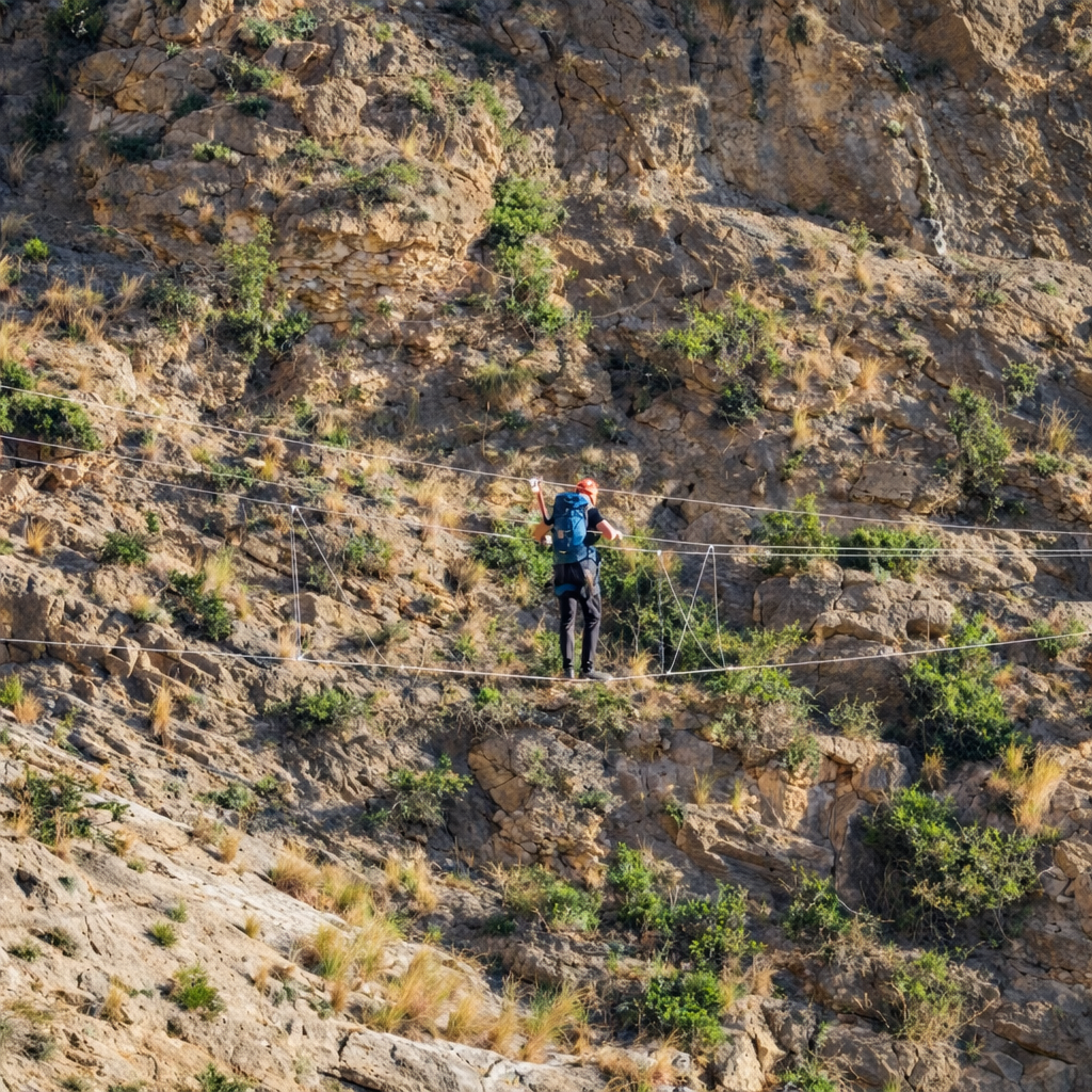 Puente de cables en la vía ferrata de Callosa