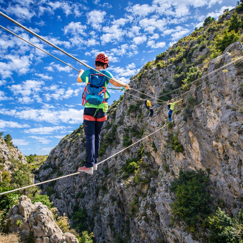 Puente mono en la vía ferrata de les Raboses