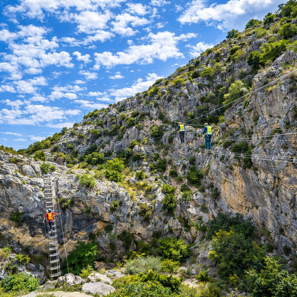 Puente tibetano en la vía ferrata de les Raboses